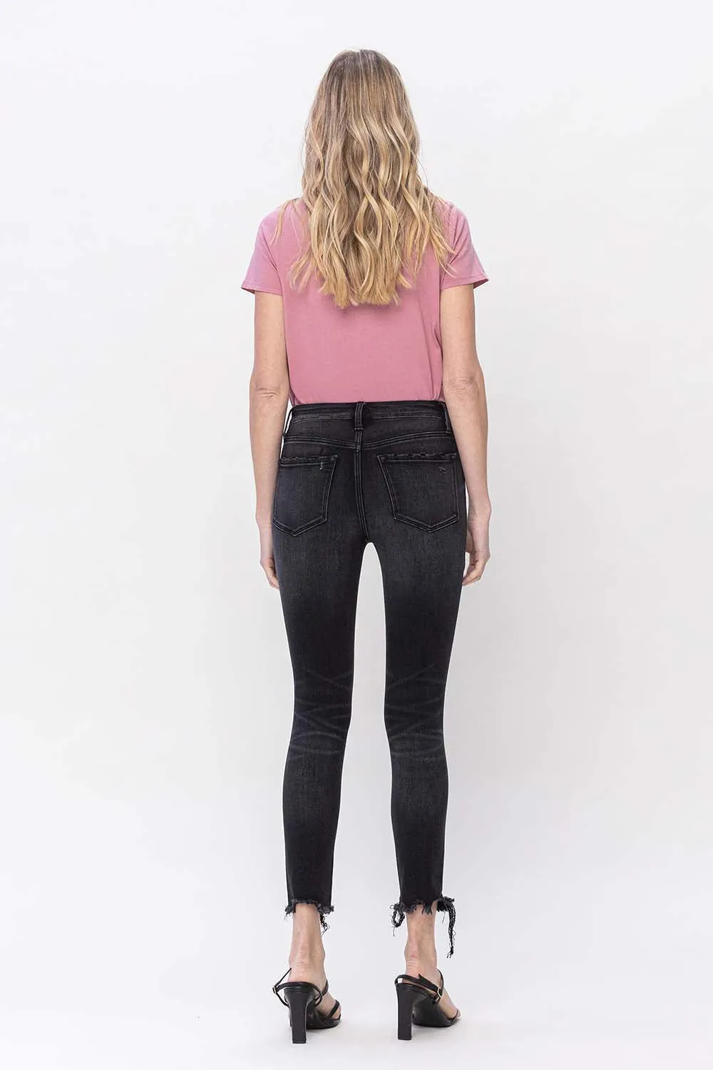 Flying Monkey - Mid Rise Crop Destroyed Hem Skinny Jeans - F5294