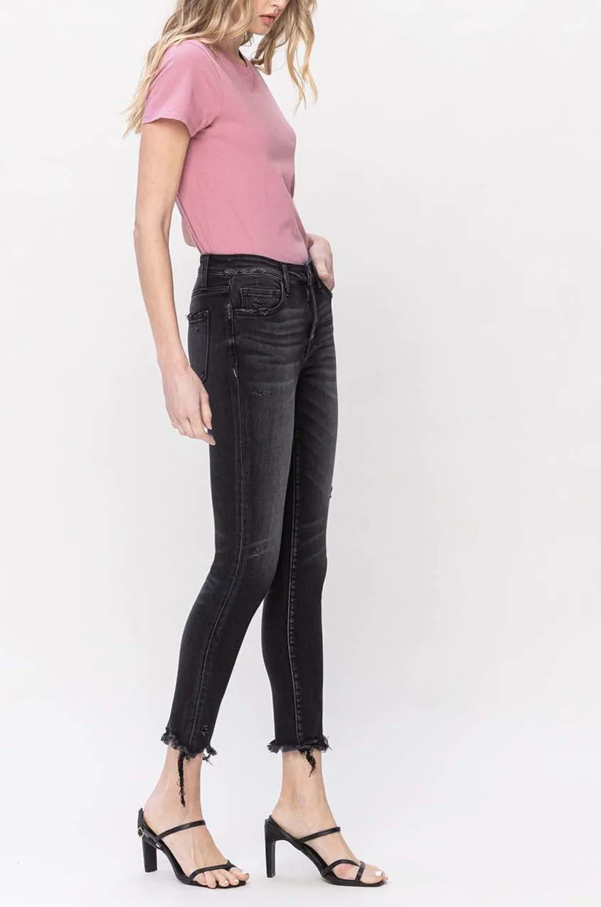 Flying Monkey - Mid Rise Crop Destroyed Hem Skinny Jeans - F5294