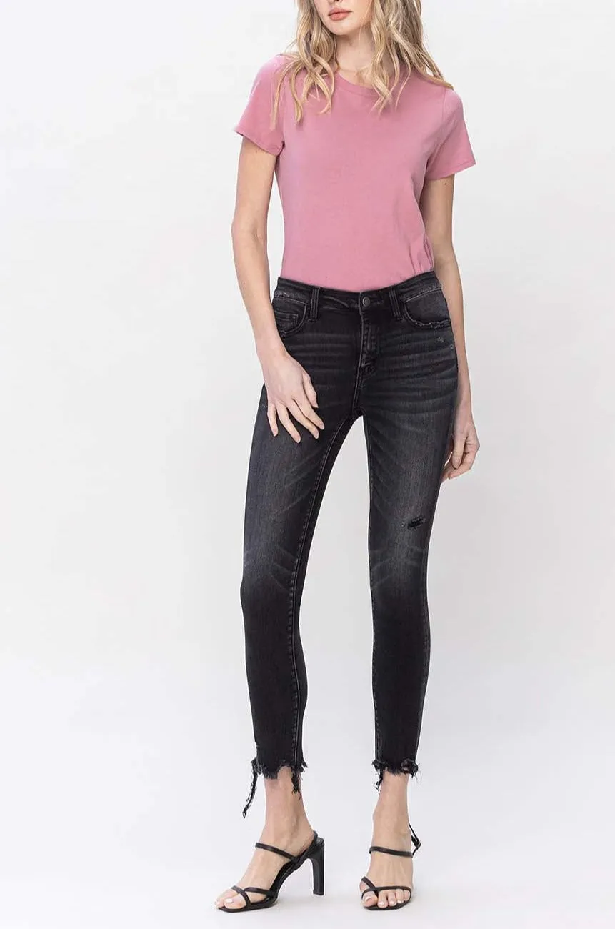 Flying Monkey - Mid Rise Crop Destroyed Hem Skinny Jeans - F5294