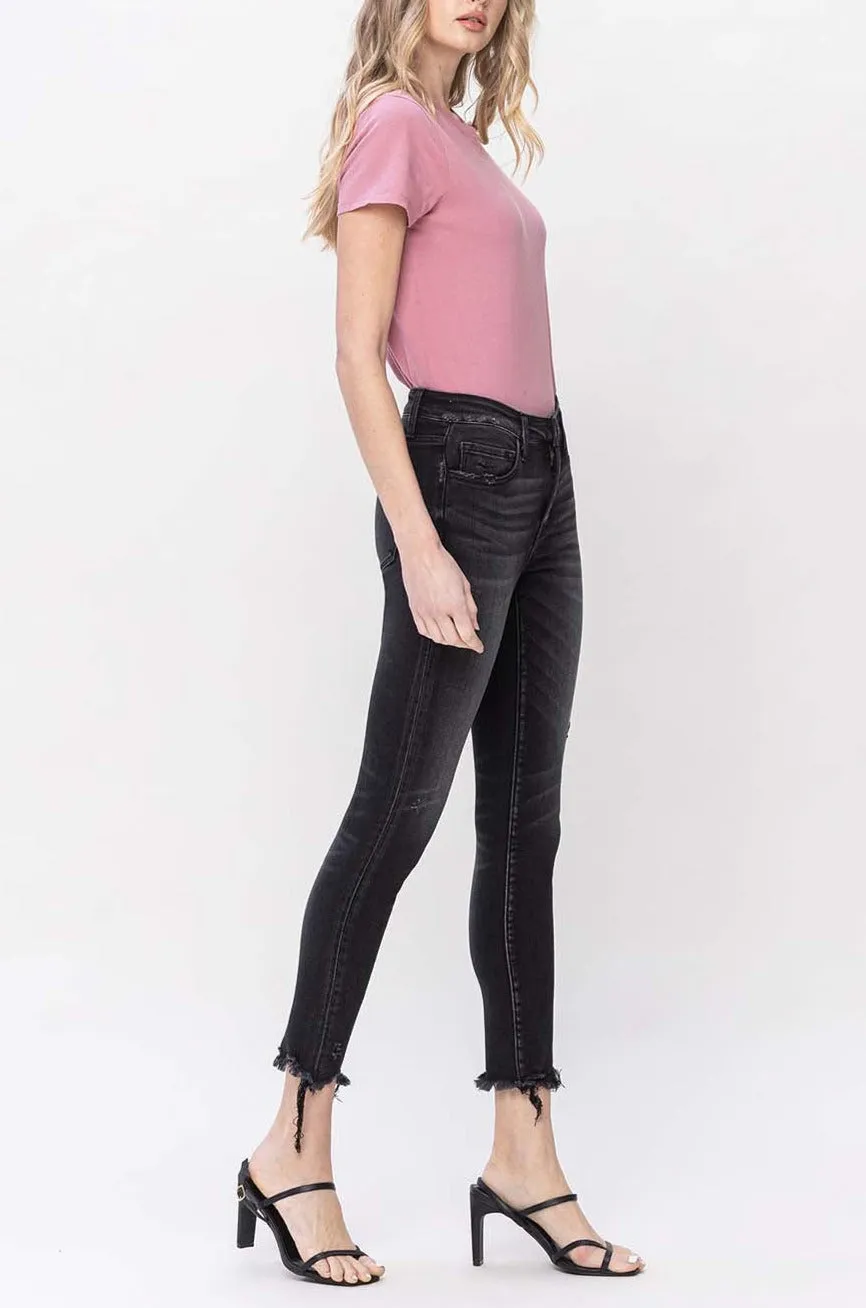 Flying Monkey - Mid Rise Crop Destroyed Hem Skinny Jeans - F5294