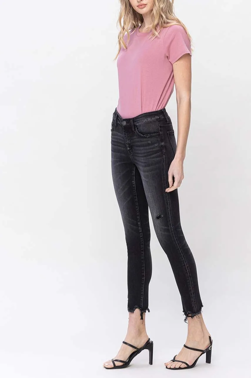 Flying Monkey - Mid Rise Crop Destroyed Hem Skinny Jeans - F5294