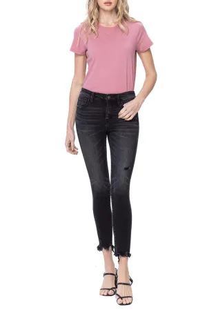 Flying Monkey - Mid Rise Crop Destroyed Hem Skinny Jeans - F5294