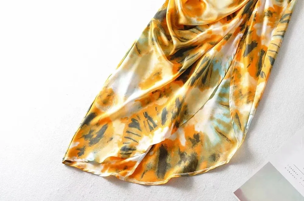 Freesia Floral Spaghetti Strap Midi Pleated Dress
