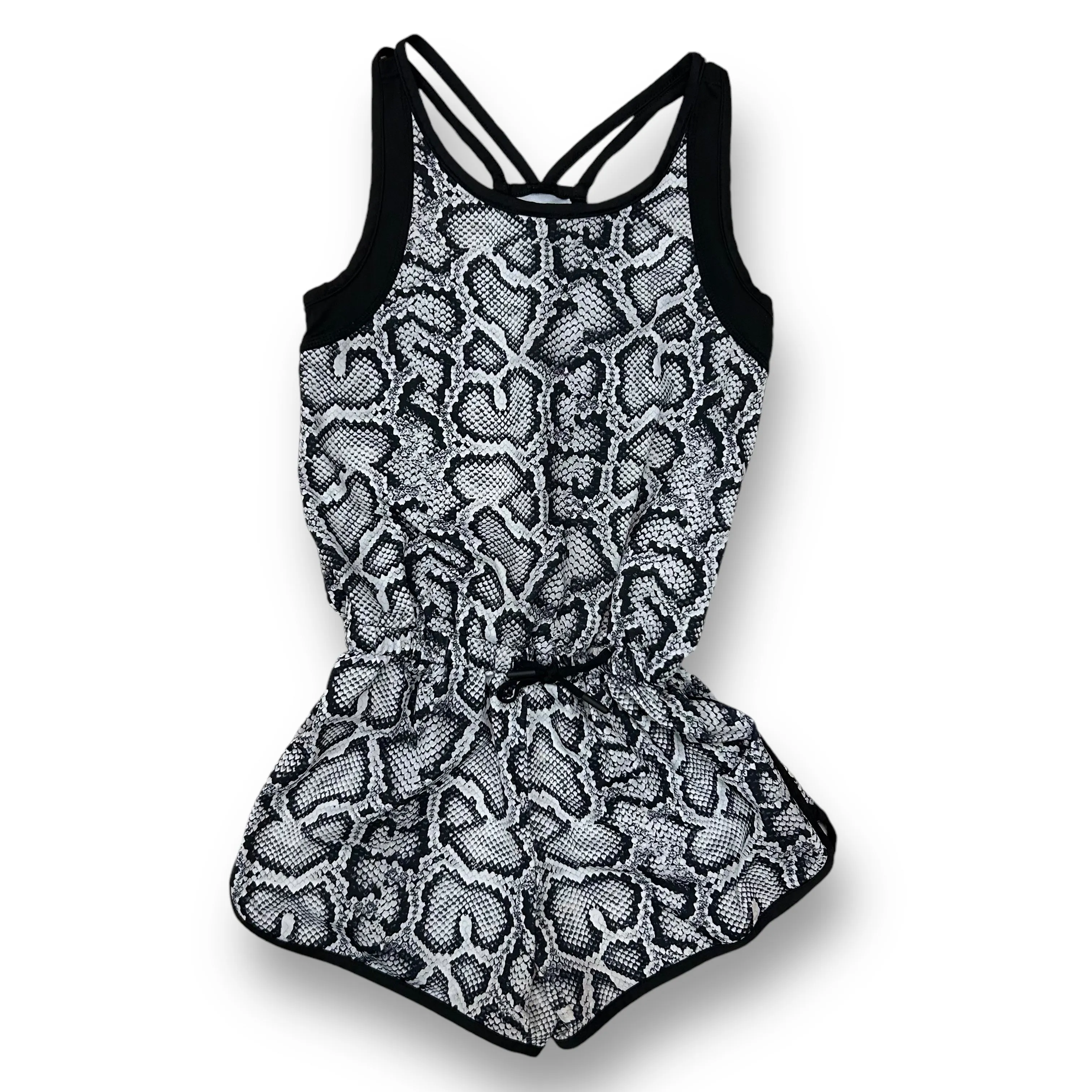 Girls Athletic Works Size 6/6X Black & White Animal Print Performance Romper