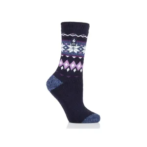 HEAT HOLDERS MELISSA LITE FAIRISLE CREW SOCKS NAVY