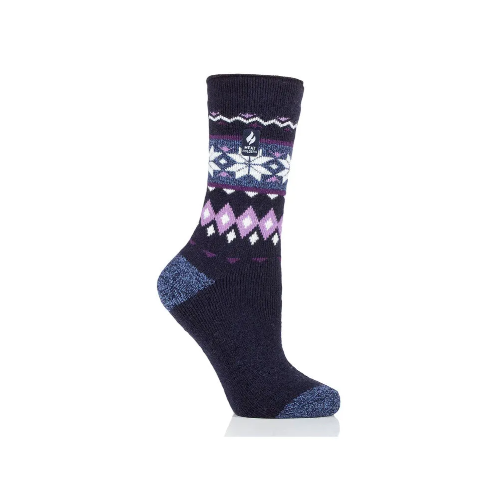 HEAT HOLDERS MELISSA LITE FAIRISLE CREW SOCKS NAVY
