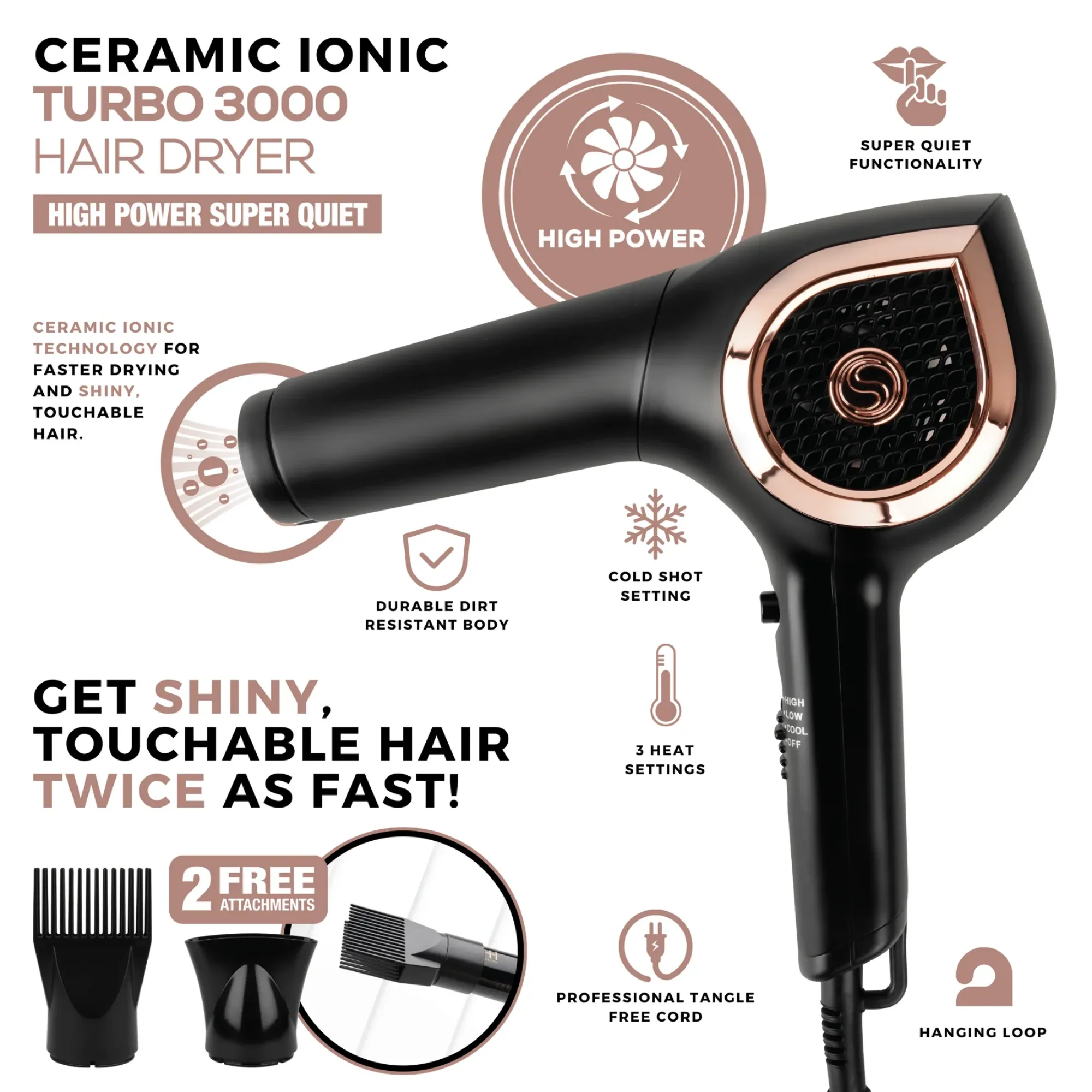 Hot & Hotter Ultimate Styling Bundle: Turbo Hair Dryer, Digital Flat Iron & 5-Barrel Curling Iron