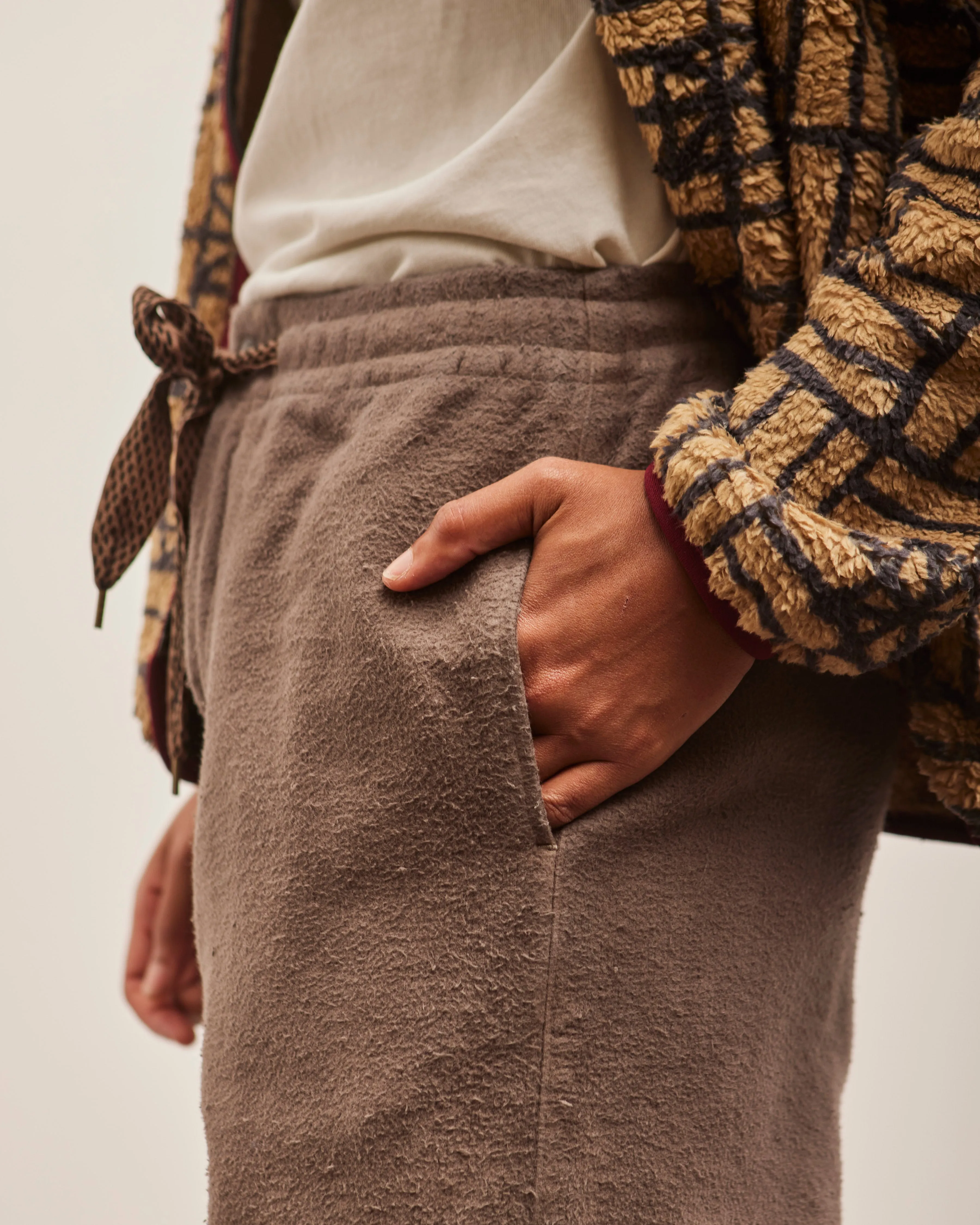 Kapital Napped Heat-Corduroy Easy Pants, Grey