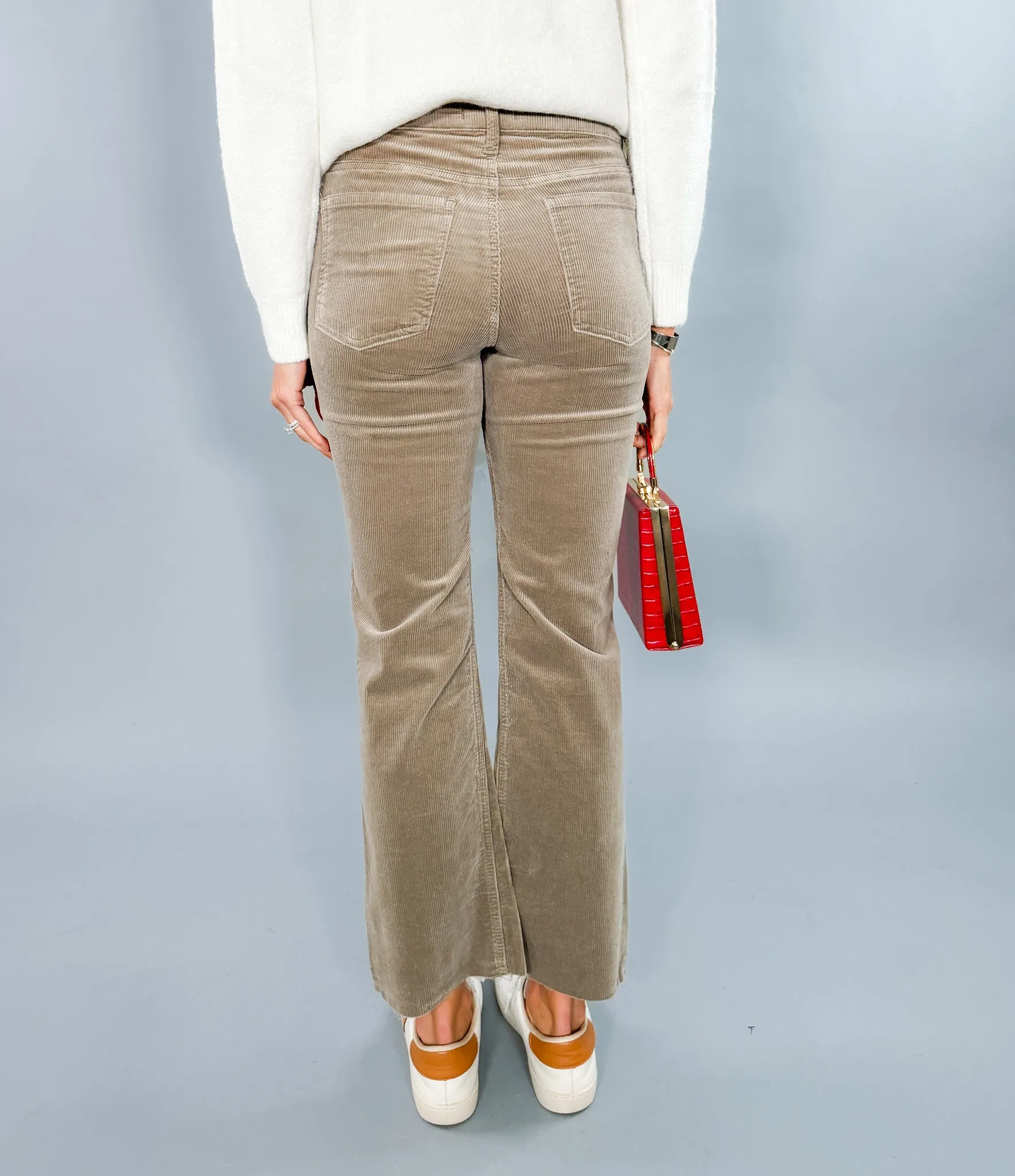 Kelsey Rosemary Corduroy Mid Rise Ankle Flare Pants