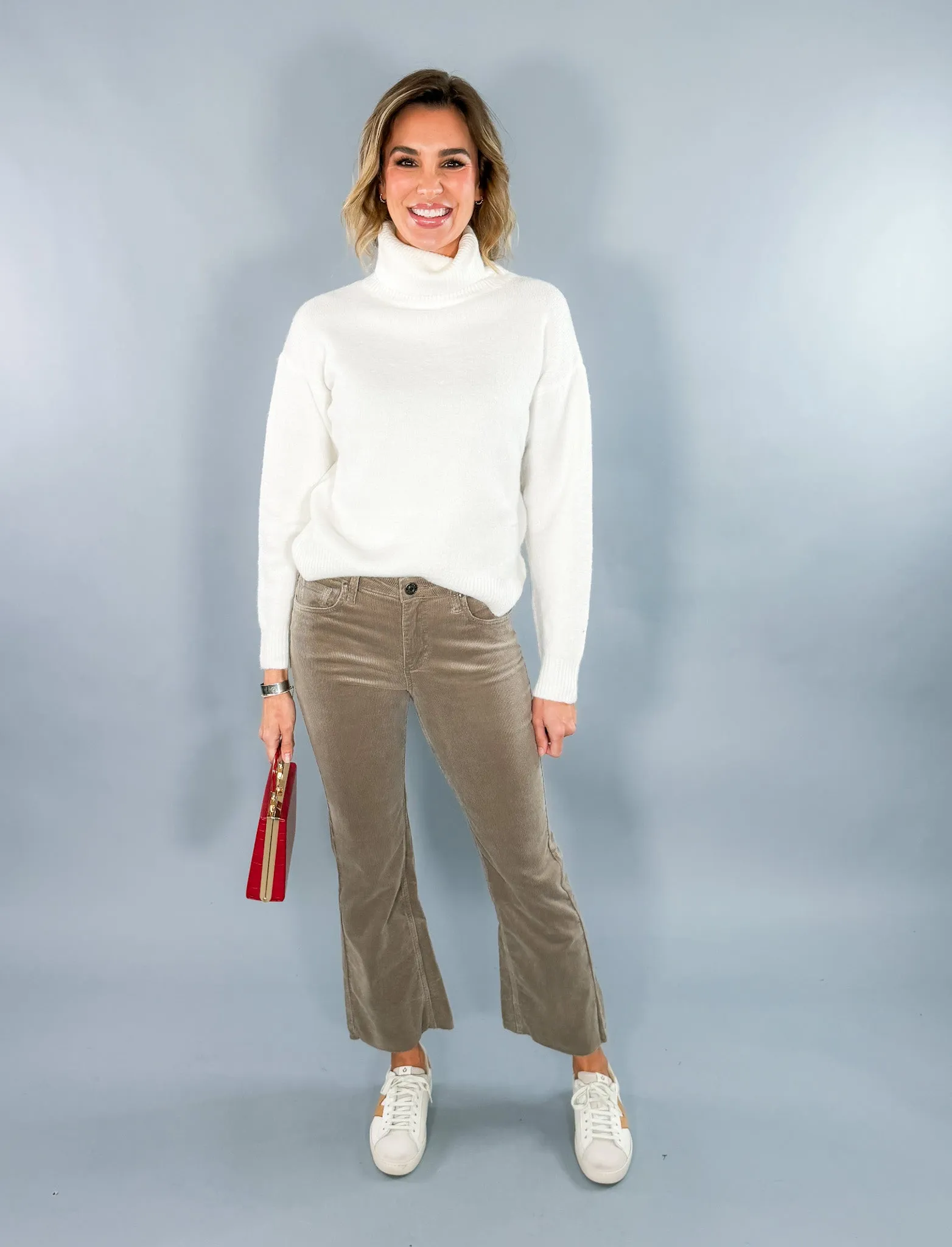Kelsey Rosemary Corduroy Mid Rise Ankle Flare Pants