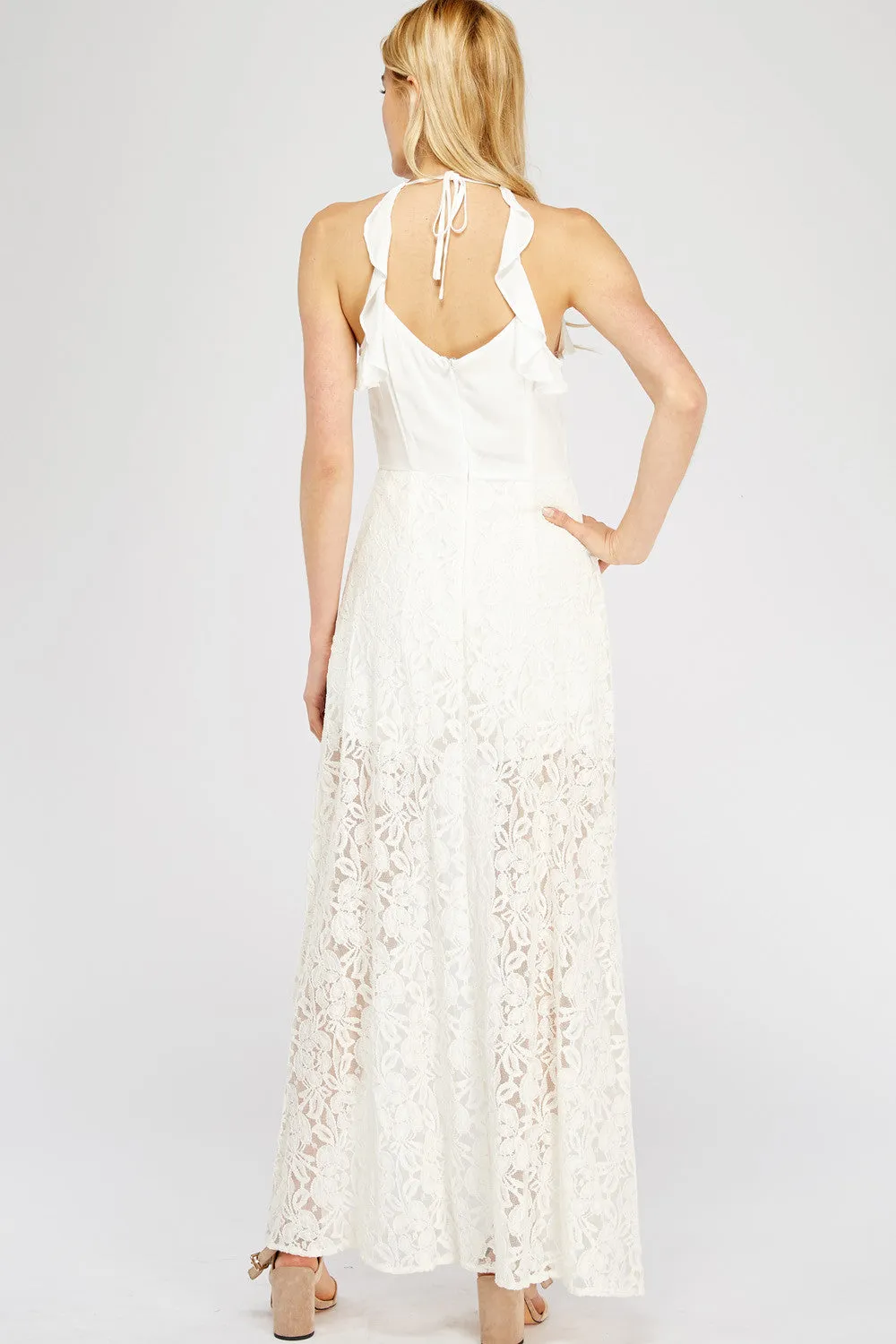 Lace & Ruffle Maxi Romper