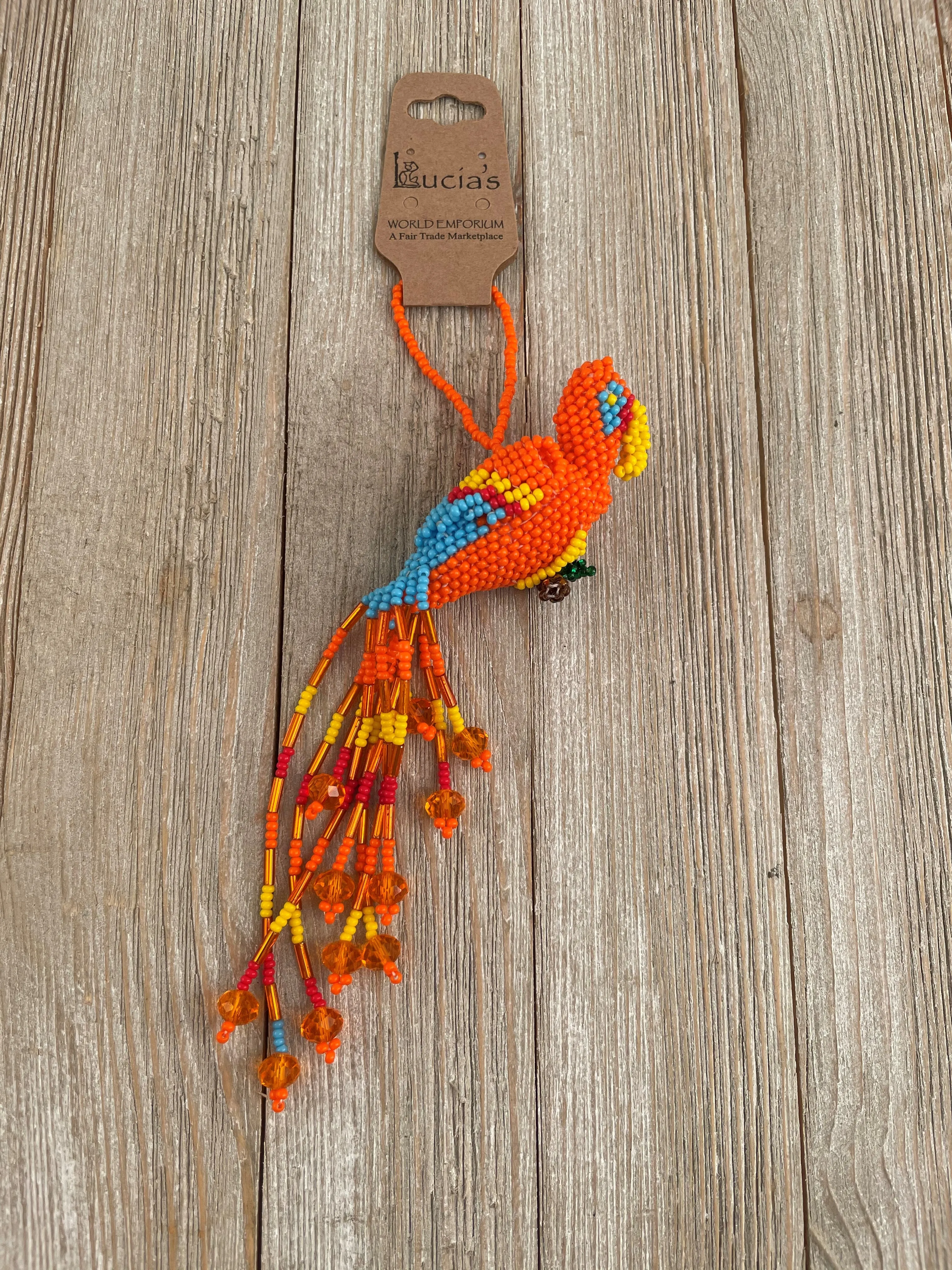 Large Beaded Parrot Ornament