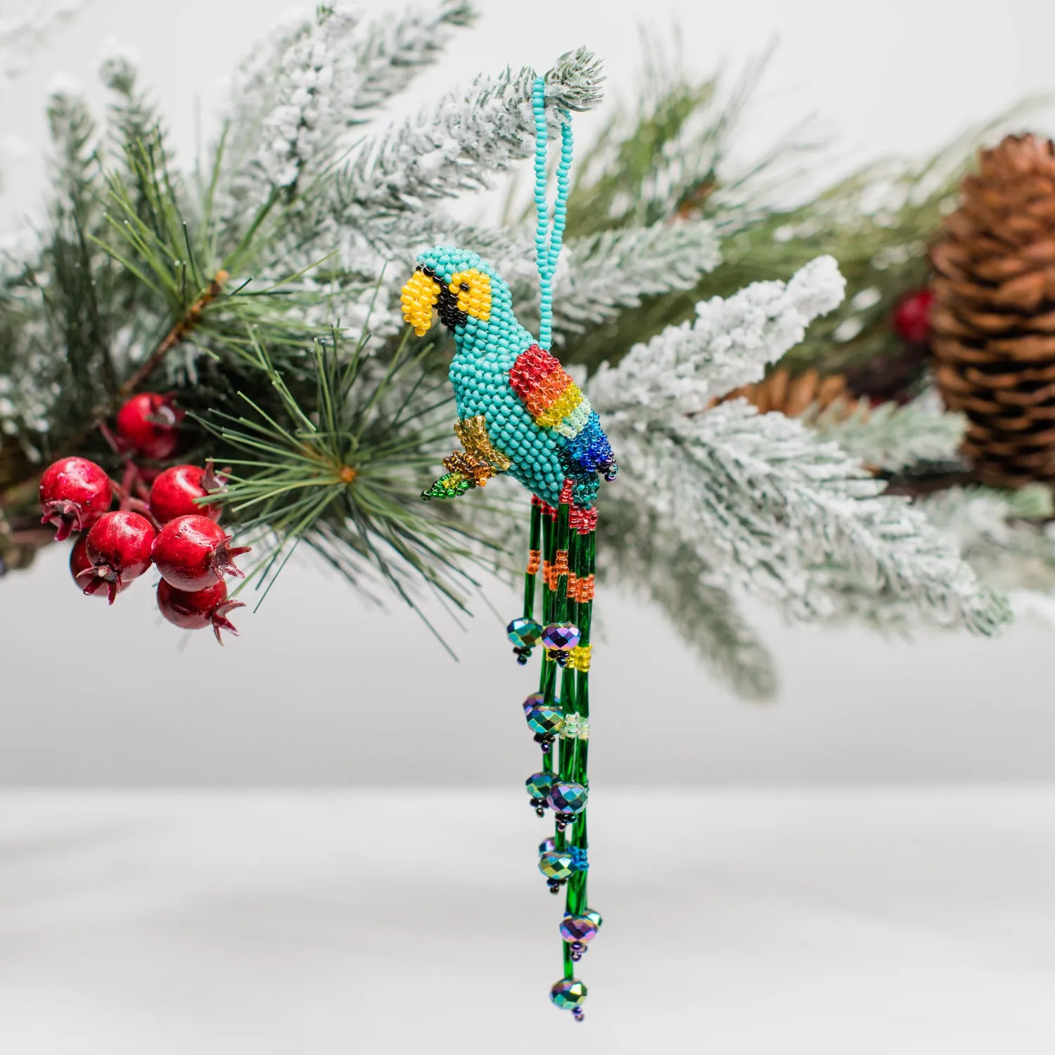 Large Beaded Parrot Ornament