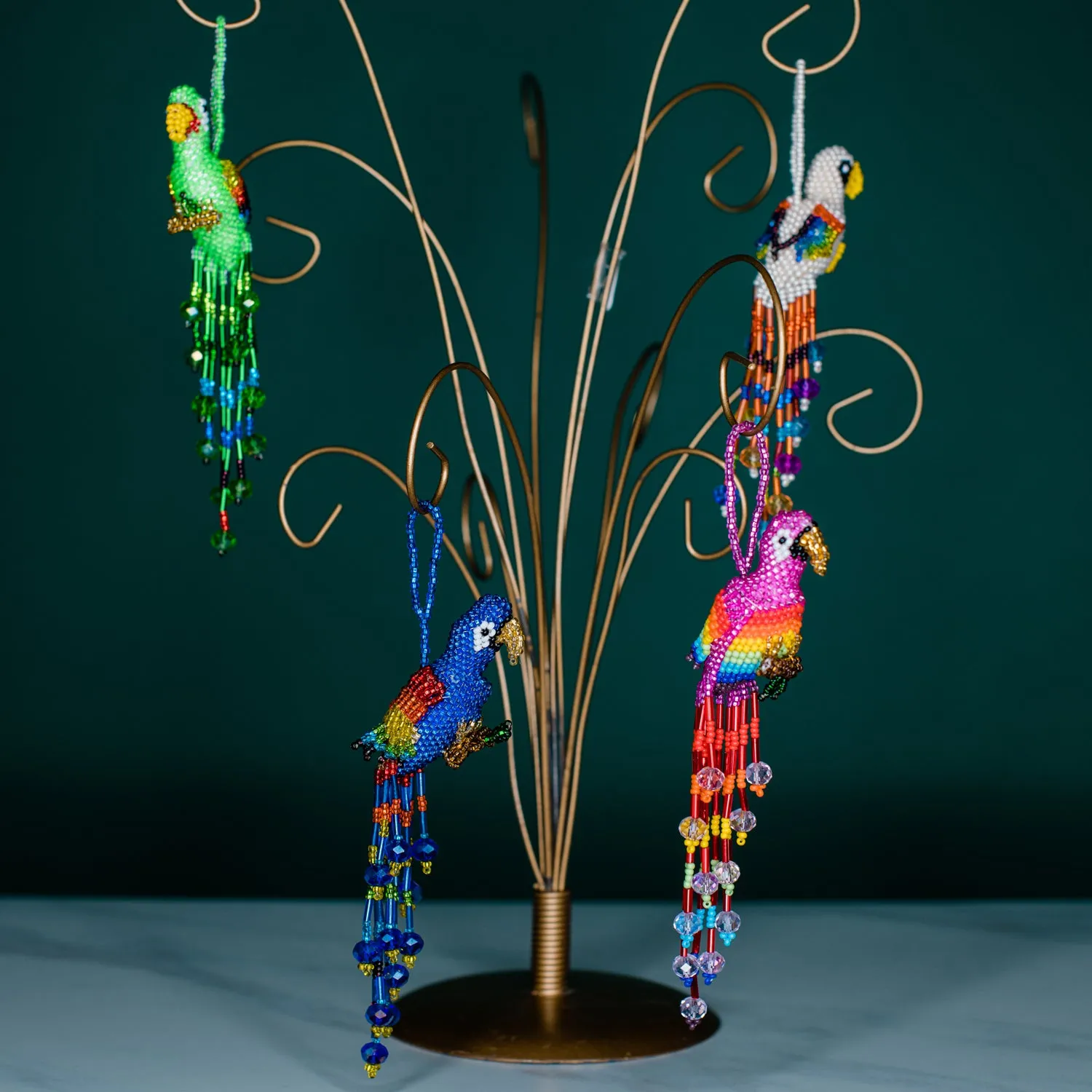 Large Beaded Parrot Ornament