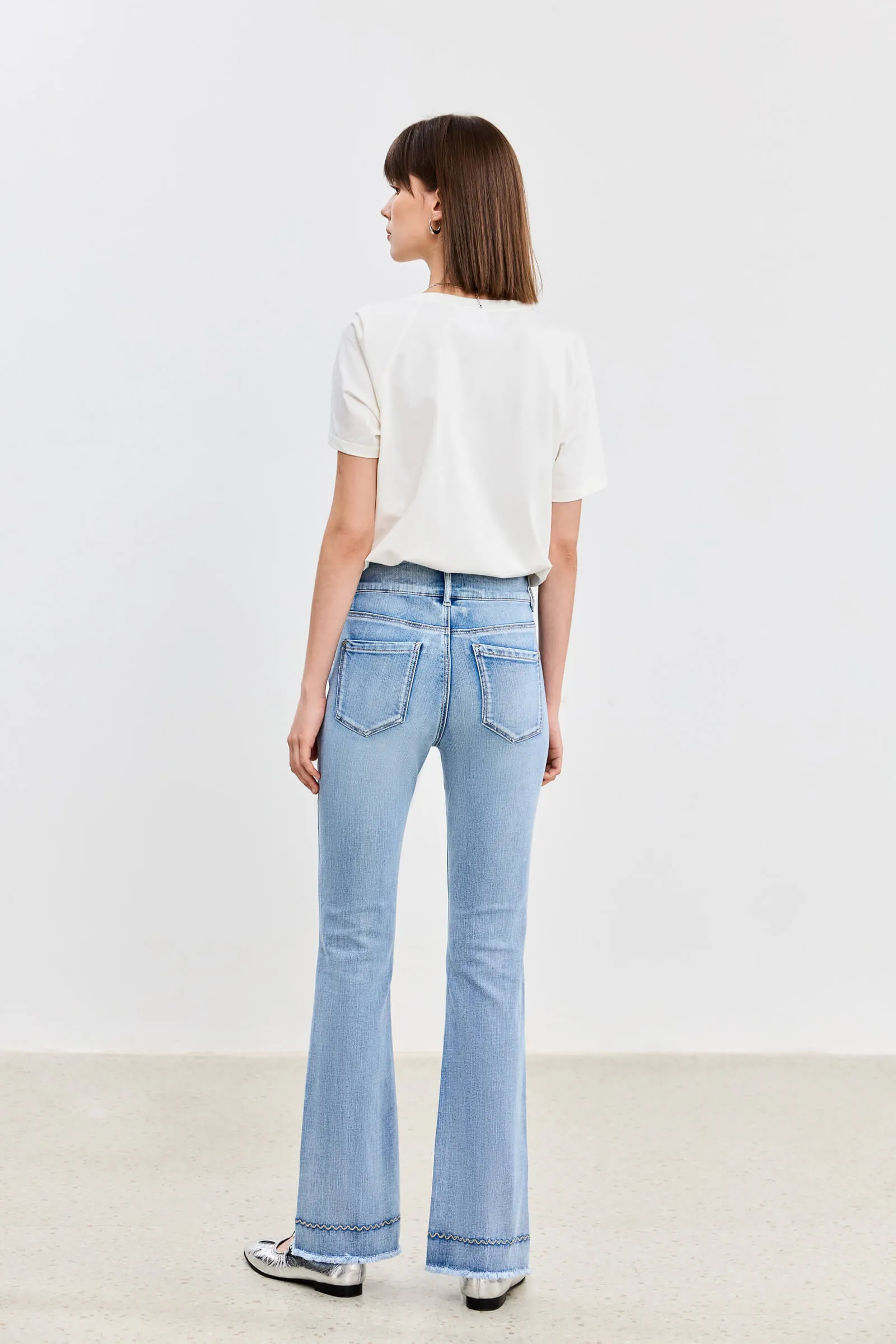LILY Contrast Stitch Flare Jeans