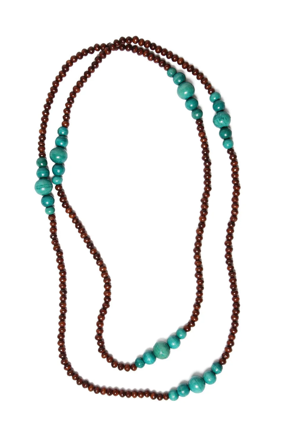Long Bead Necklace Sienna with Aqua