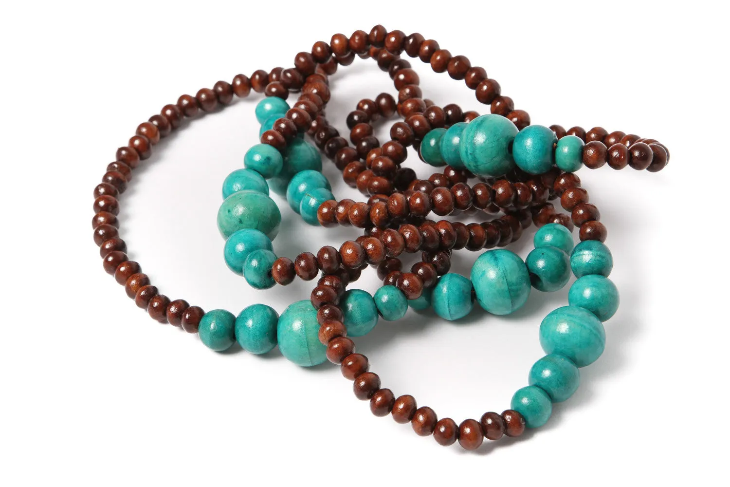Long Bead Necklace Sienna with Aqua