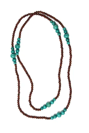 Long Bead Necklace Sienna with Aqua