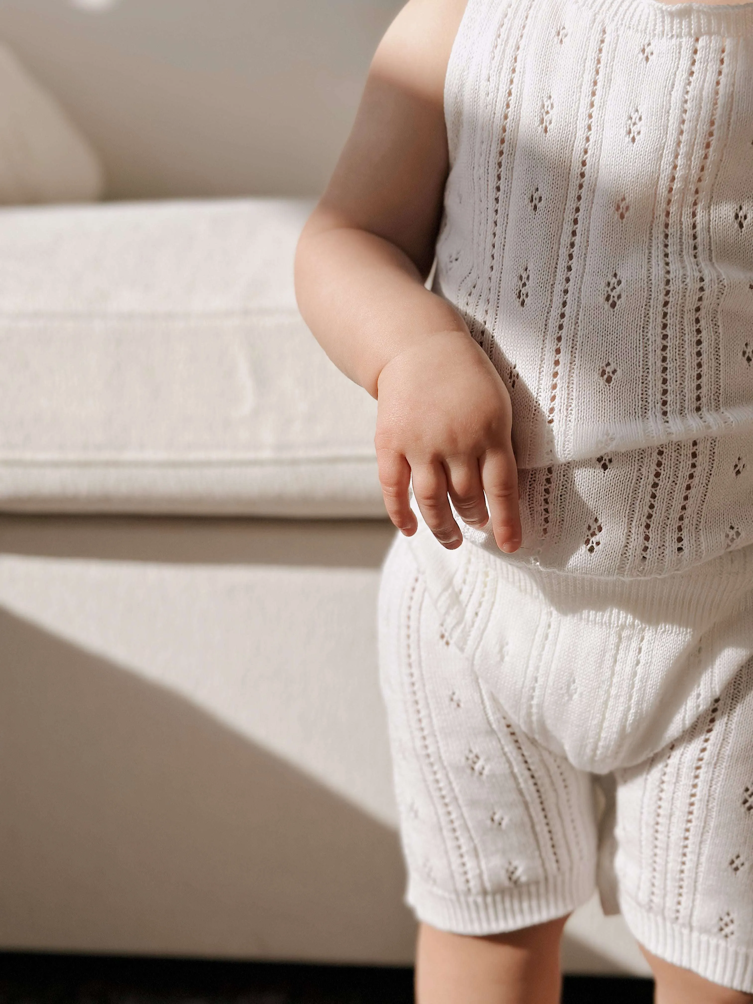 Luna   Luca Pointelle Romper | White