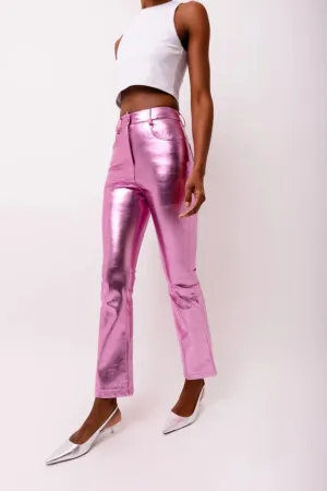 Lupe Metallic Faux Leather Slim Fit Pants