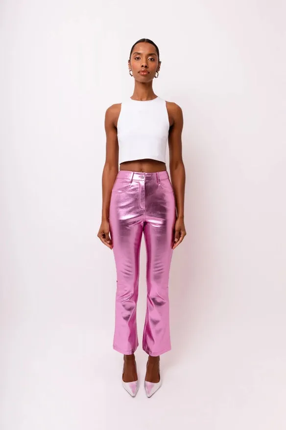 Lupe Metallic Faux Leather Slim Fit Pants