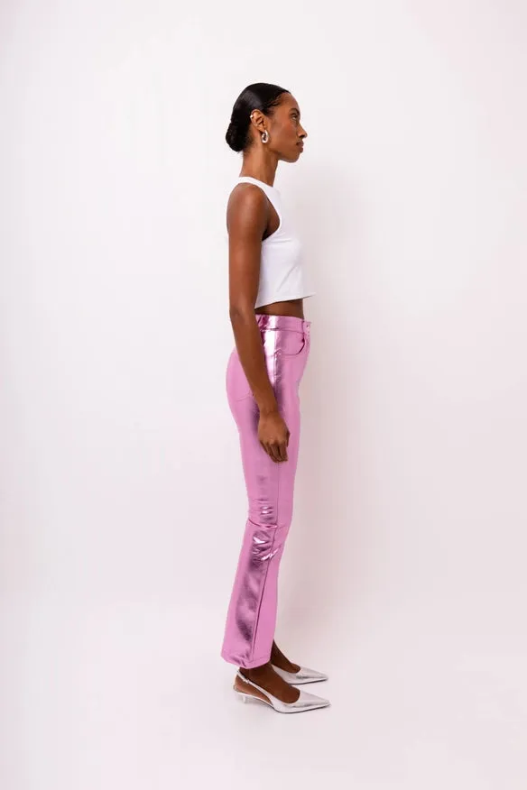 Lupe Metallic Faux Leather Slim Fit Pants