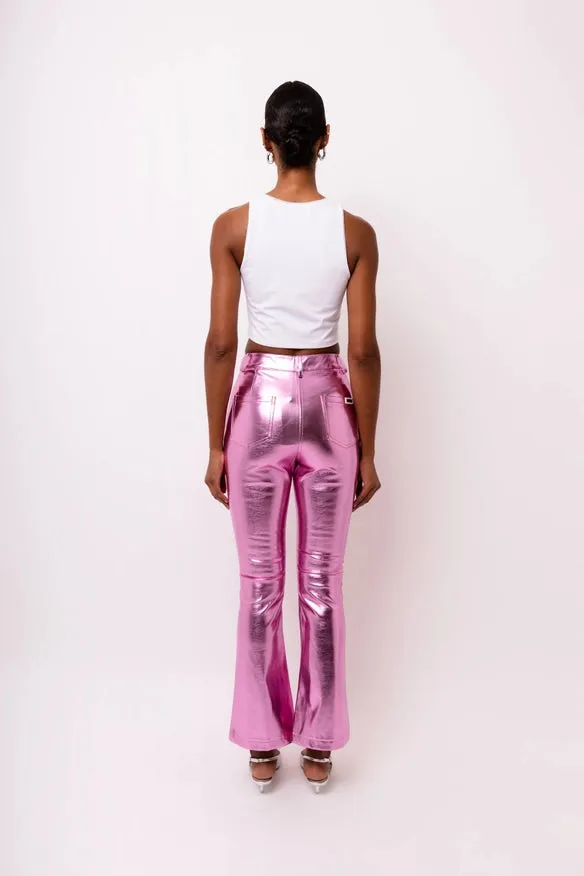 Lupe Metallic Faux Leather Slim Fit Pants