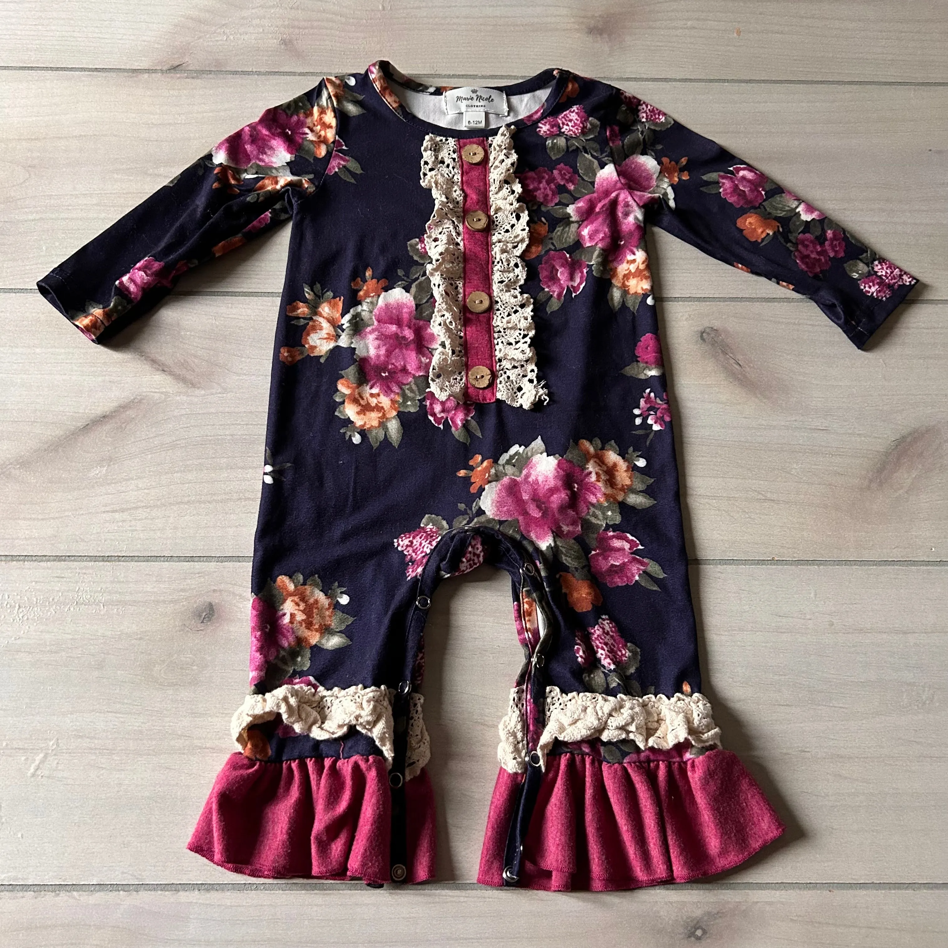 Marie Nicole Navy Floral Romper