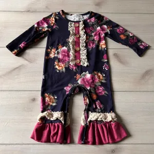 Marie Nicole Navy Floral Romper