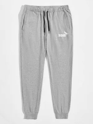 Men Drawstring Waist Letter Graphic Sweatpants