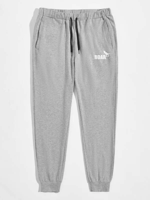 Men Drawstring Waist Letter Graphic Sweatpants