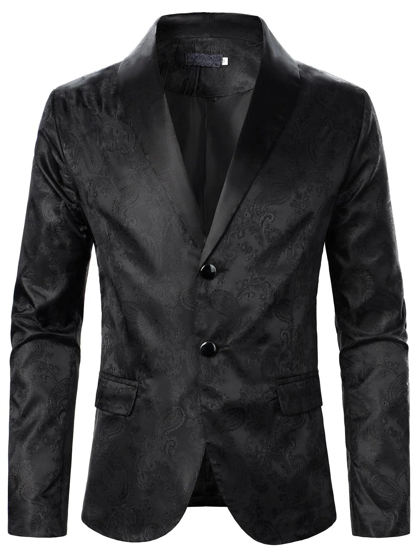 Men's Black Paisley Jacquard Blazer Dinner Jacket