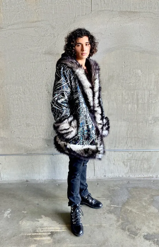 Men's Wizard Coat in "Black Galaxy"