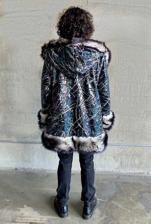Men's Wizard Coat in "Black Galaxy"