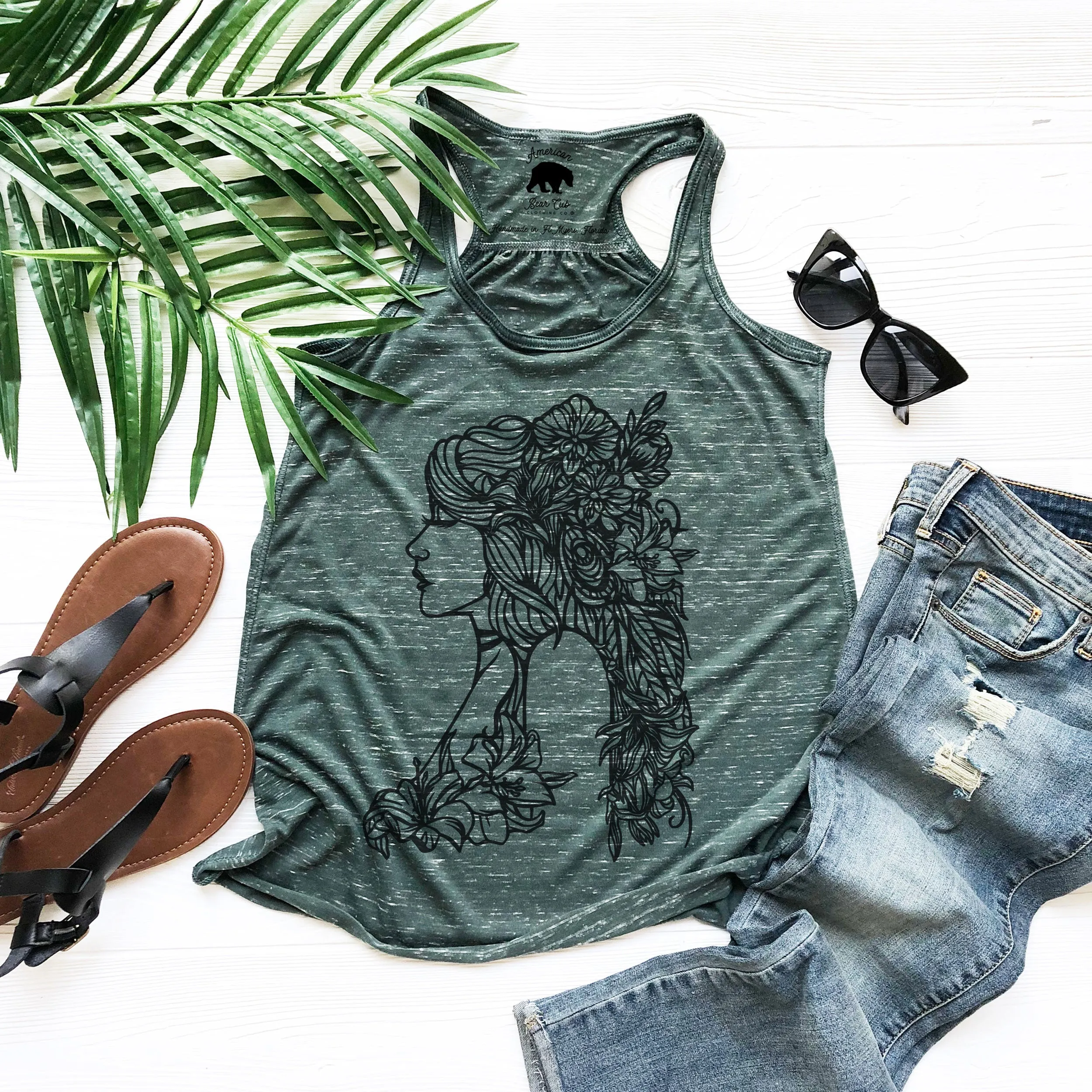 Mother Earth flowy racerback tank tops