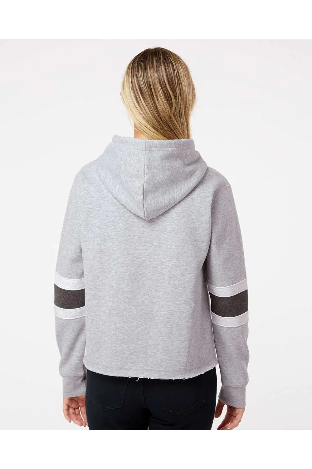 MV Sport Womens Sueded Fleece Thermal Lined Hooded Sweatshirt Hoodie - Heather Grey/Ash Grey/Charcoal Grey - Closeout