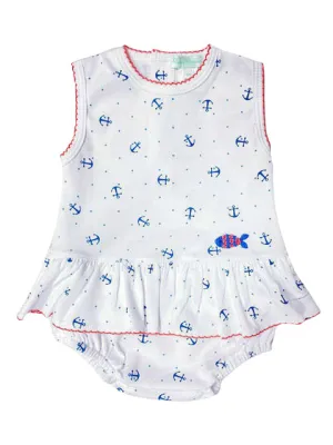 Nautical Print girl's romper