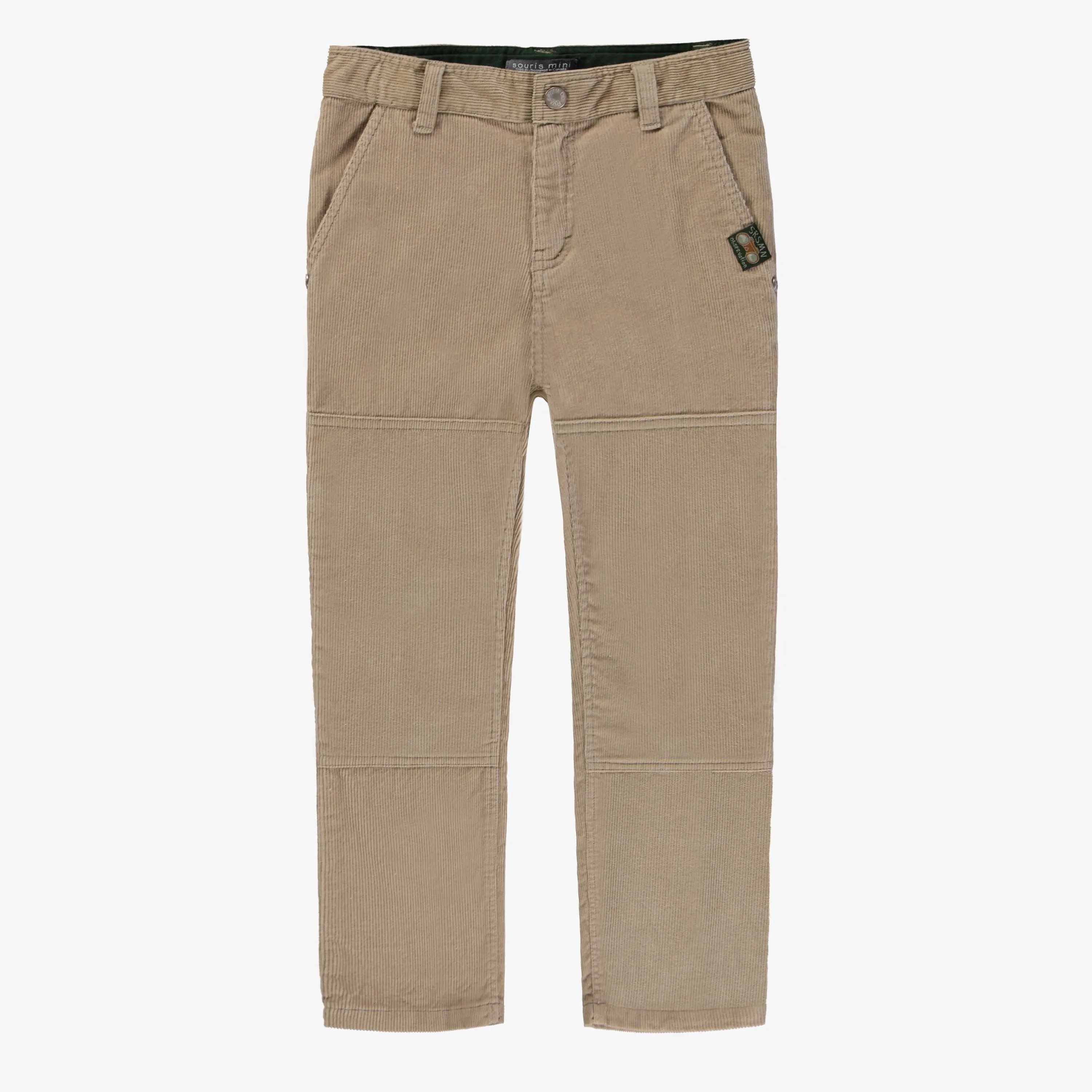 Pantalon de coupe régulière beige en velours côtelé, enfant || Regular-fit beige corduroy pants, child