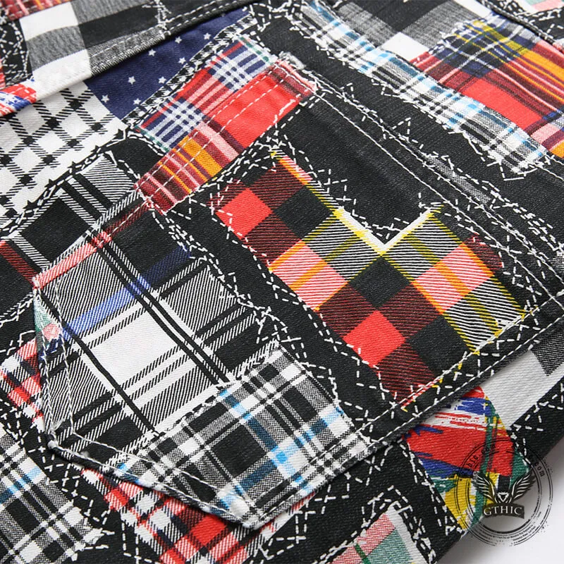 Patchwork Pattern Printed Cotton Casual Pants