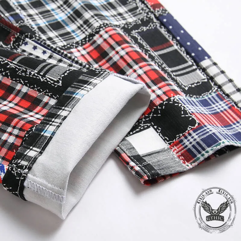 Patchwork Pattern Printed Cotton Casual Pants