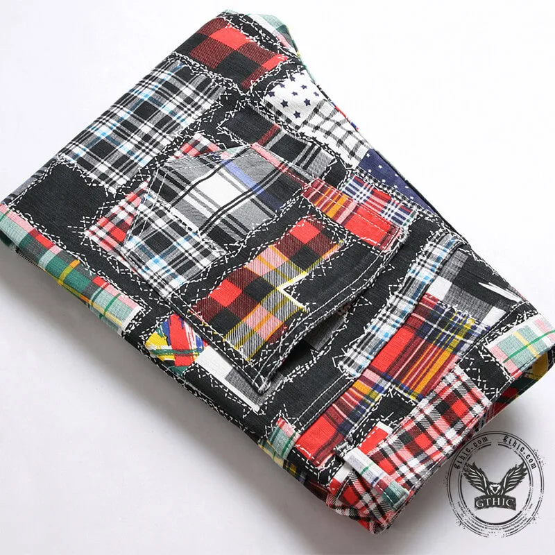 Patchwork Pattern Printed Cotton Casual Pants