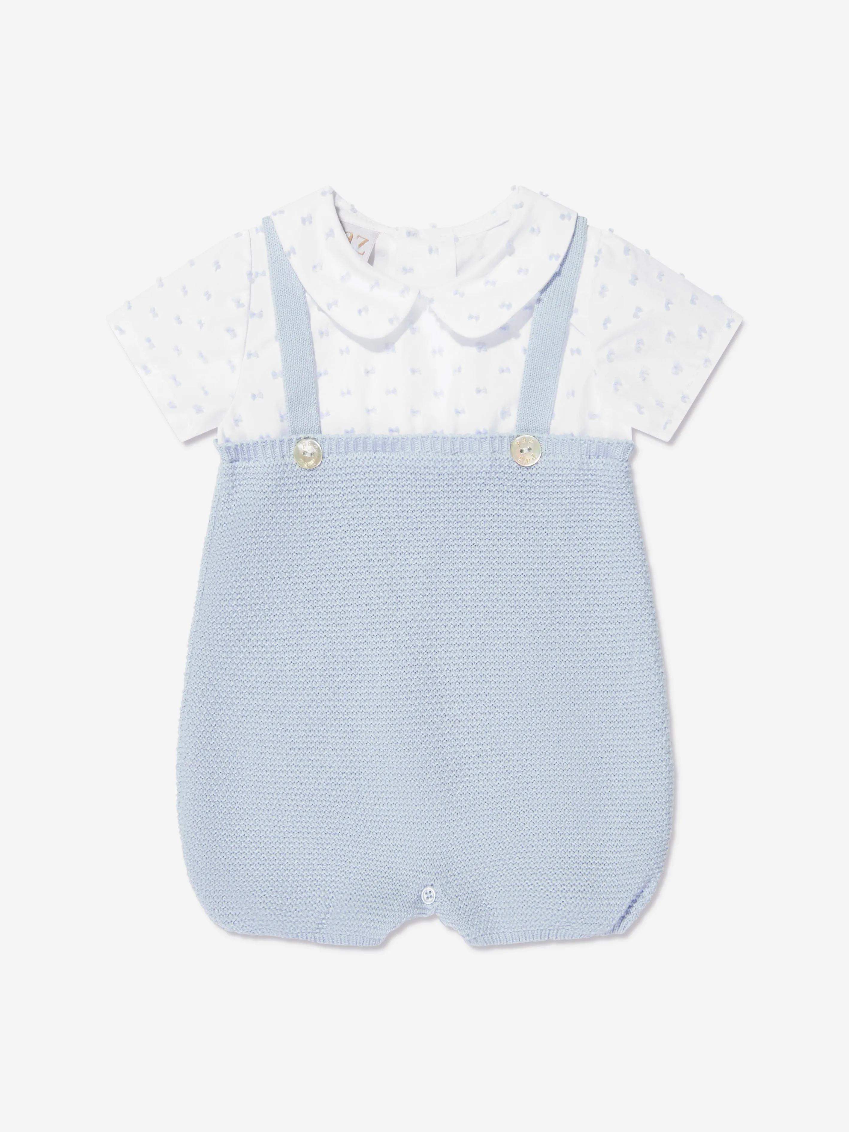 Paz Rodriguez Baby Boys Dugaree Romper in Blue