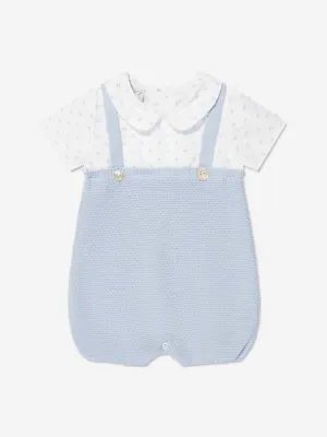 Paz Rodriguez Baby Boys Dugaree Romper in Blue