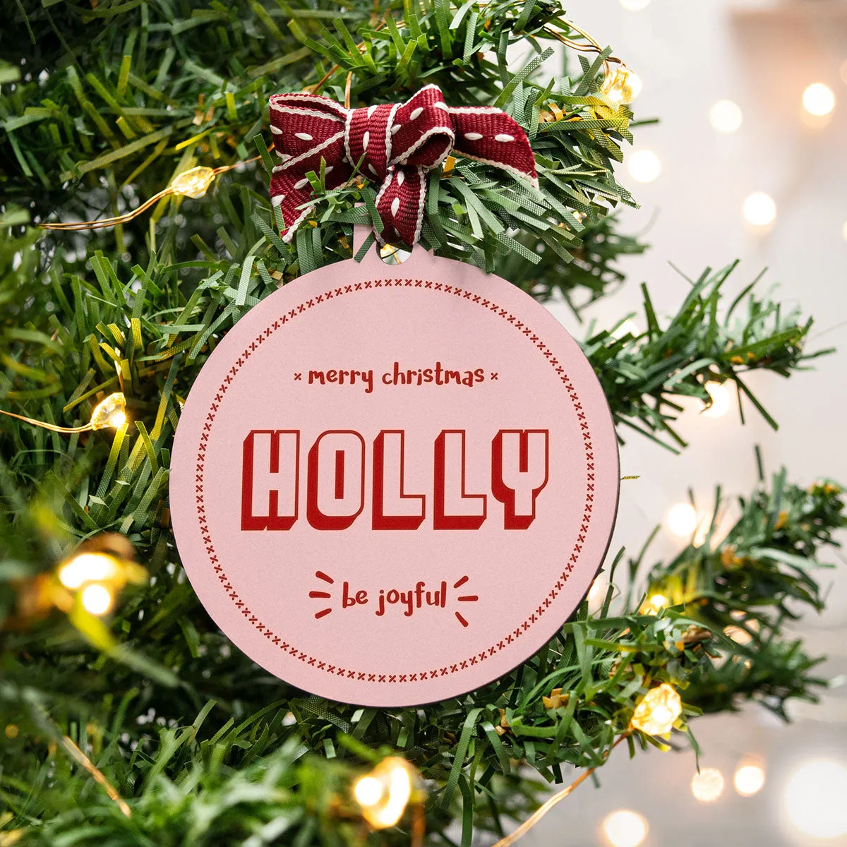 Personalised Name Pink Christmas Bauble
