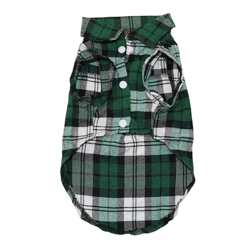 Plaid Collar Button Checkered Summer Outfit Puppy Shirt