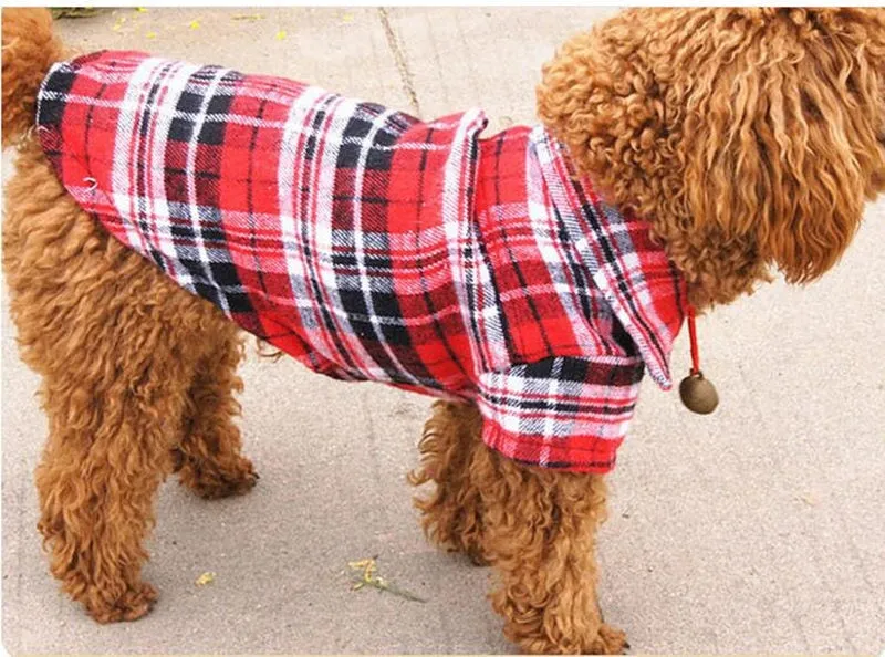 Plaid Collar Button Checkered Summer Outfit Puppy Shirt