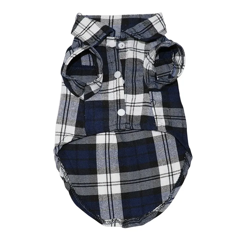 Plaid Collar Button Checkered Summer Outfit Puppy Shirt