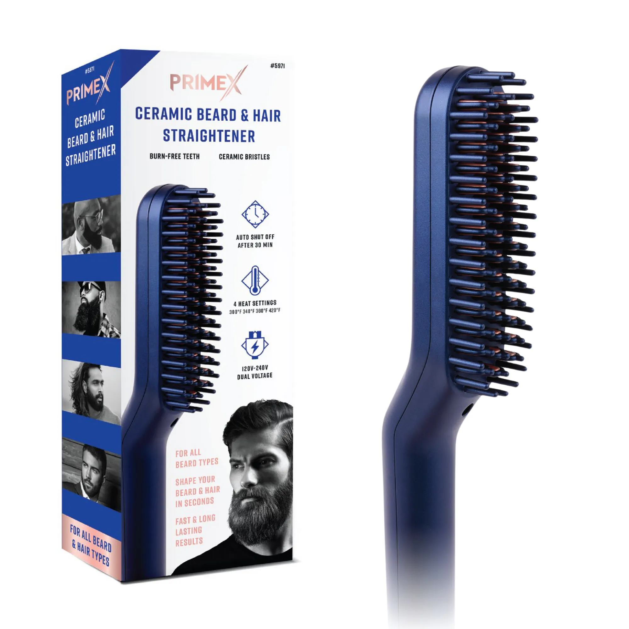 PrimeX Ceramic Beard & Hair Straightener Blue