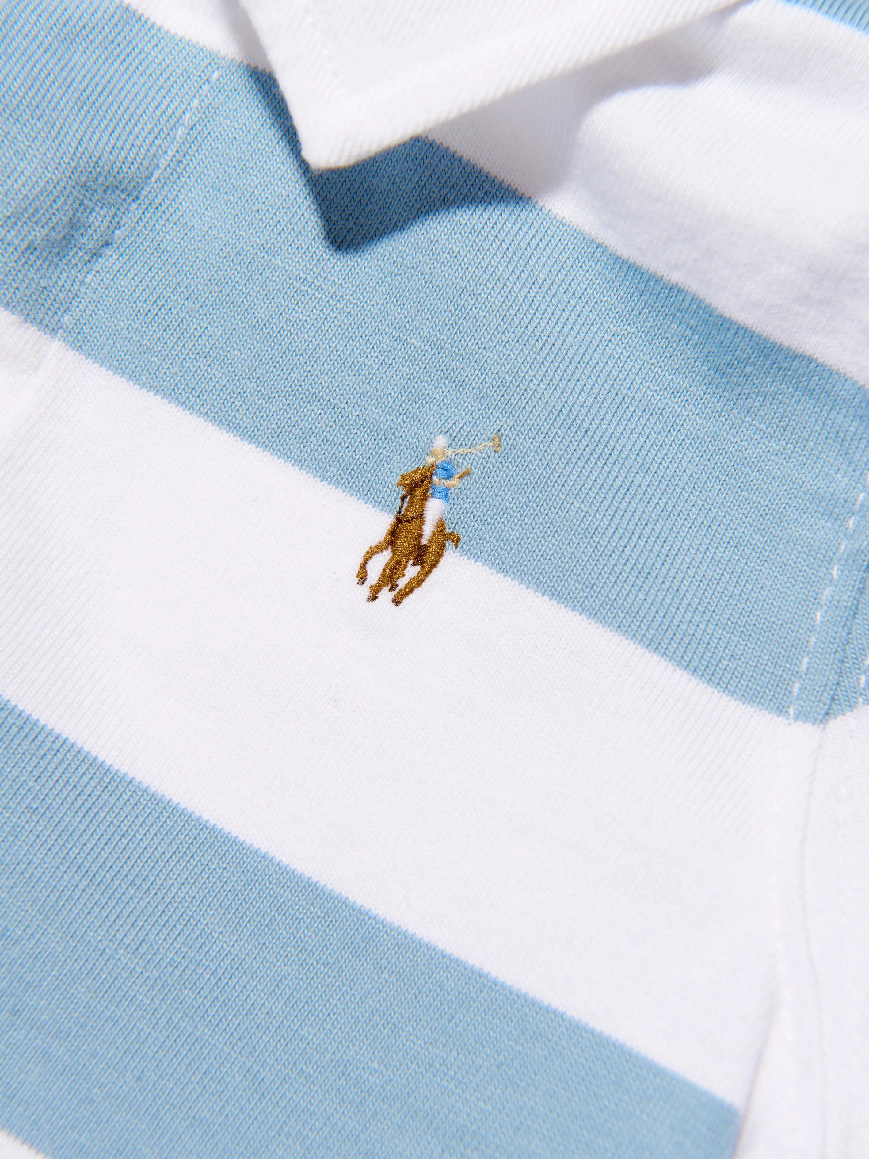 Ralph Lauren Baby Boys Striped Rugby Romper in Blue
