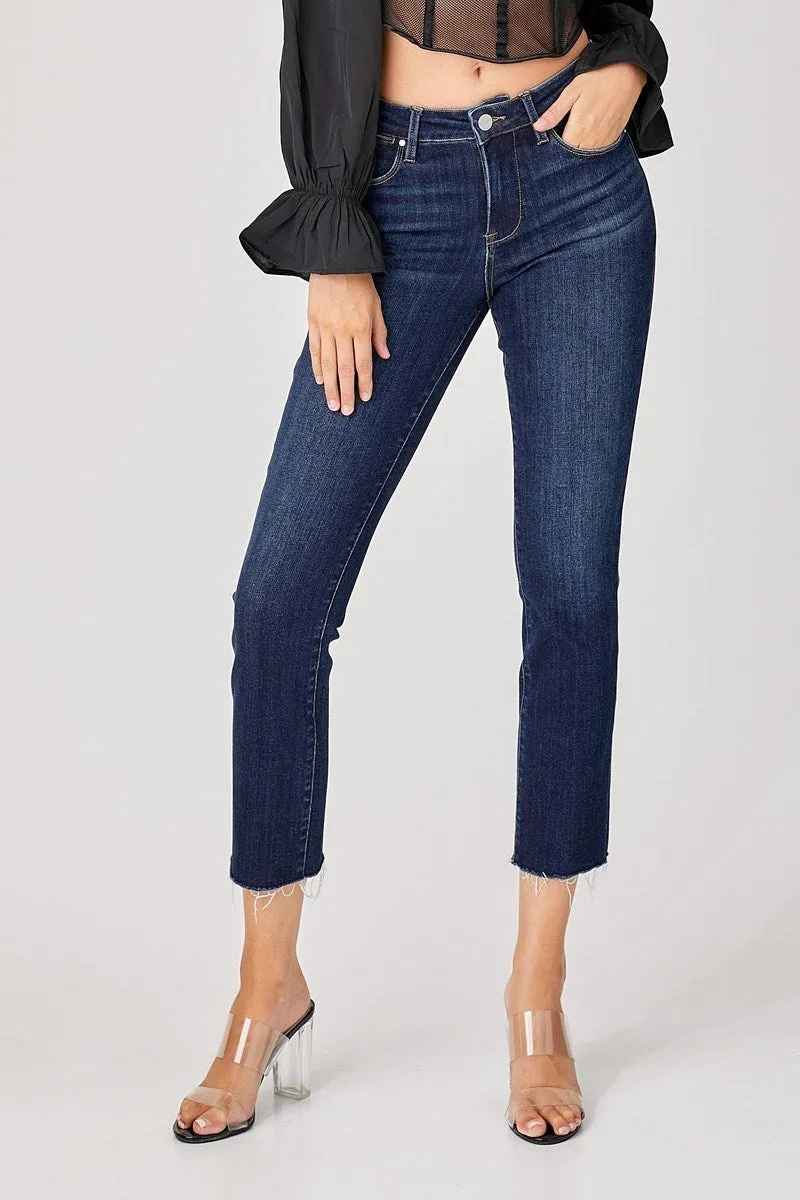 Risen Jeans - Mid Rise Straight Raw Edge Jeans - RDP5203